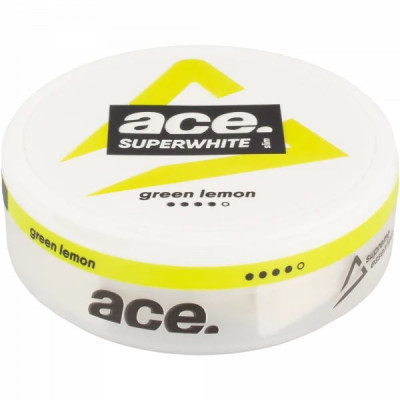 Снюс Ace Superwhite Green Lemon 16 мг/г (бестабачный, тонкий)