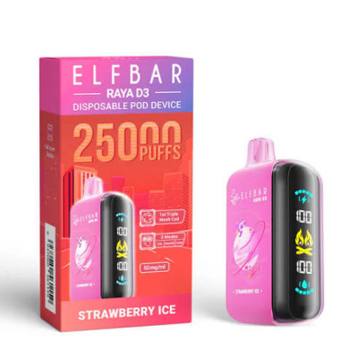 Электронная сигарета Elf Bar RAYA D3 Strawberry Ice  5% 25000 затяжек