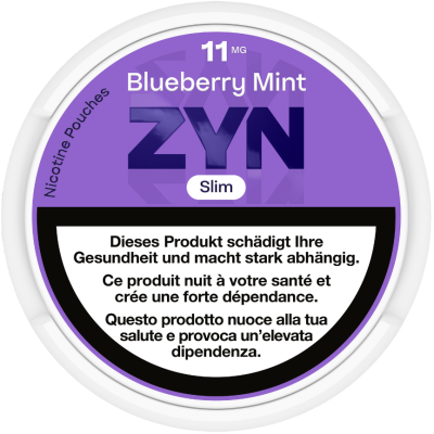 Снюс ZYN Blueberry Mint Slim S4 16.2 мг/г (бестабачный, тонкий)