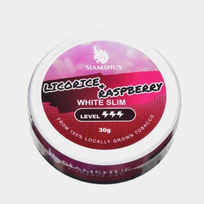 Снюс Siamsnus Licorice Raspberry White Slim 12 мг/г (табачный, тонкий)